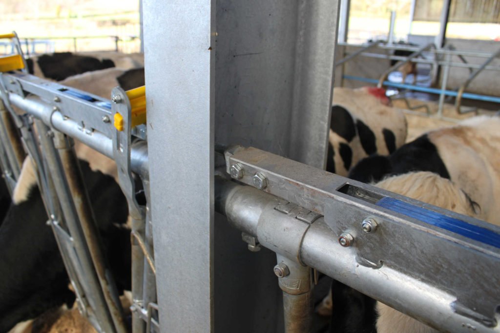 The YokeMaster® self-locking yoke panel allows for dairy cattle to feed freely as they would at a standard feed barrier but it also allows for the animals to be locked into the panel through the use of a simple operating handle