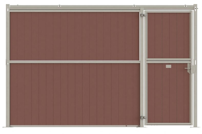 F093 2003 22 – 3570mm post centres Stable Front Partition with brown plastic infill 002 rgb