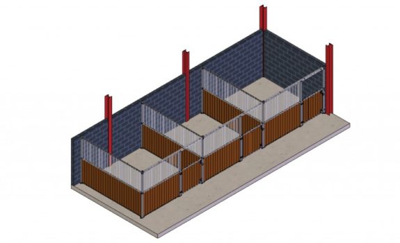 Arrangement A3 – Swing Door Stables, plastic board and half grille partitions