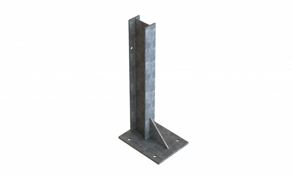 127x76 760mm Bolt Down Armco Barrier Post HDG