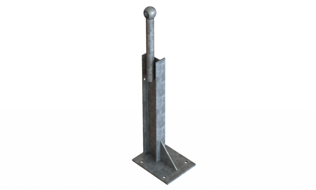 127x76 1120mm Bolt Down Armco Barrier Post with Handrail Connection HDG